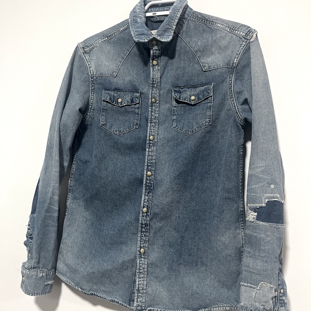 AllSaints distressed denim shirt